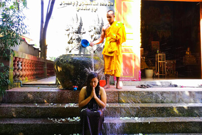 Cambodia traditional water blessing