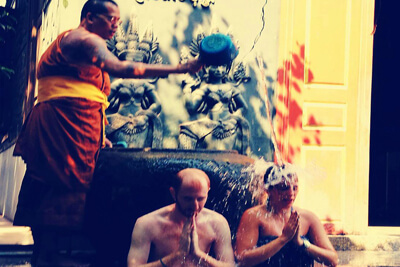 Cambodia traditional water blessing